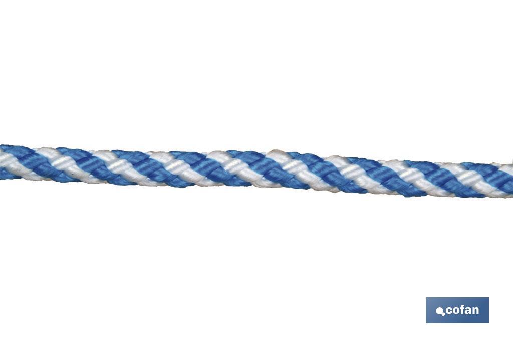CUERDA HELICOIDAL 16MM 25 M. BCO/AZUL