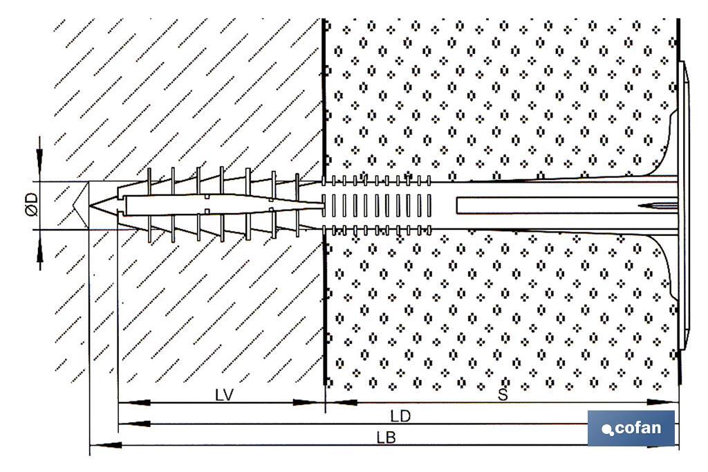 TACO FIJACION PANELES AISLANTES 10X100