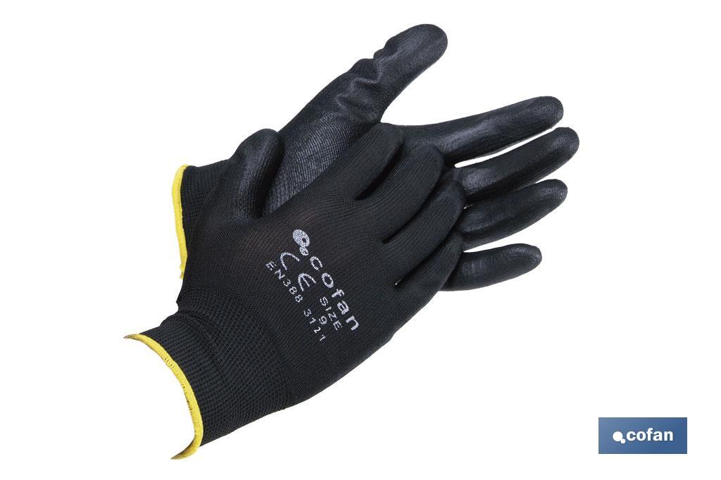 GUANTE 100% POLIEST.IMPREG. PU NEGRO T-10