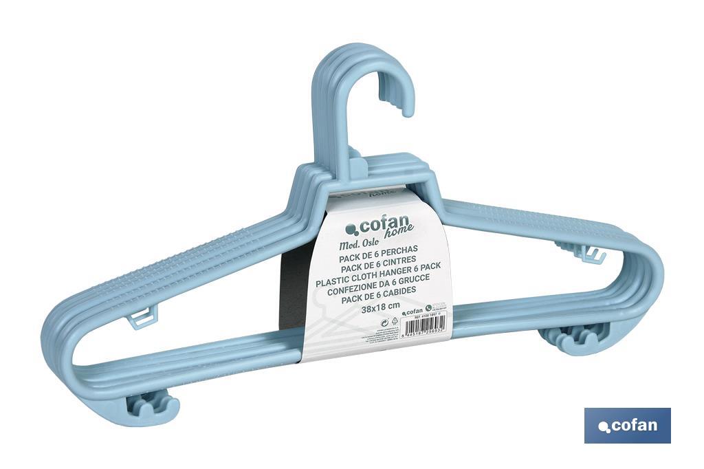 PACK DE 6 PERCHAS AZULES CLARO 38 X18 CM