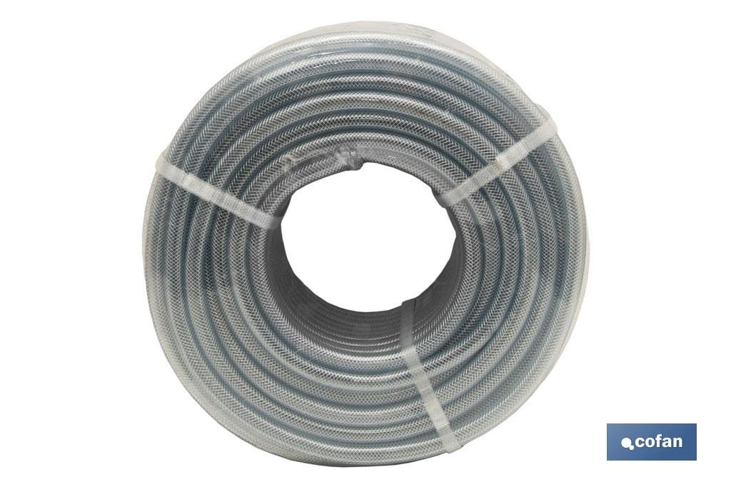 MANGUERA PVC CRISTAL C/REFUERZO 15x21mm/50m