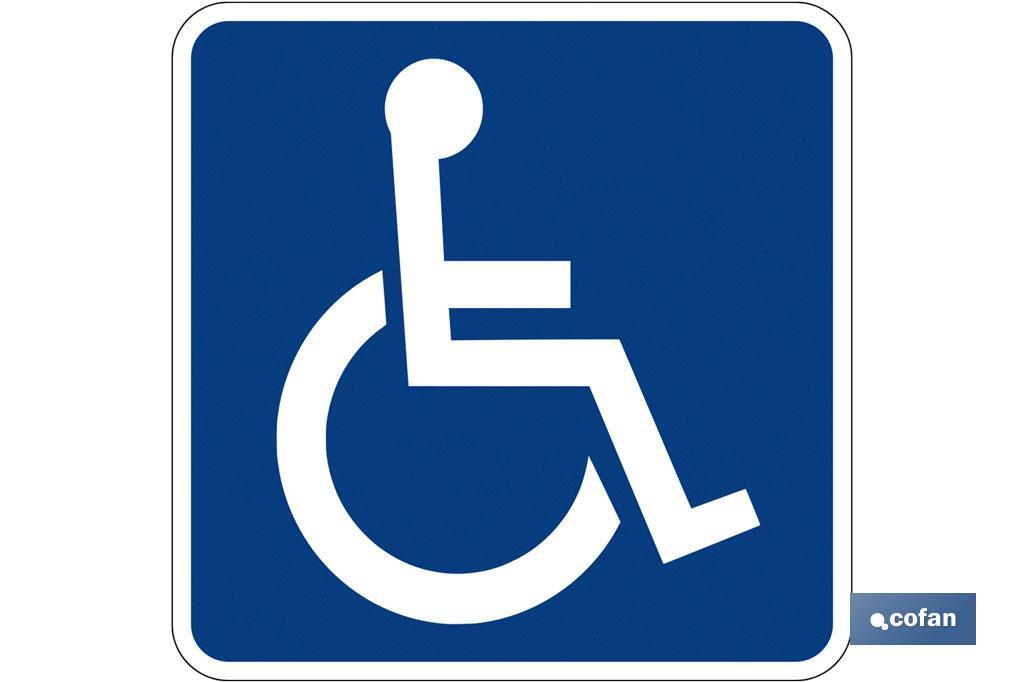 PLACA PERSONAS CON MOVILIDAD REDUCIDA DE 210X210MM.