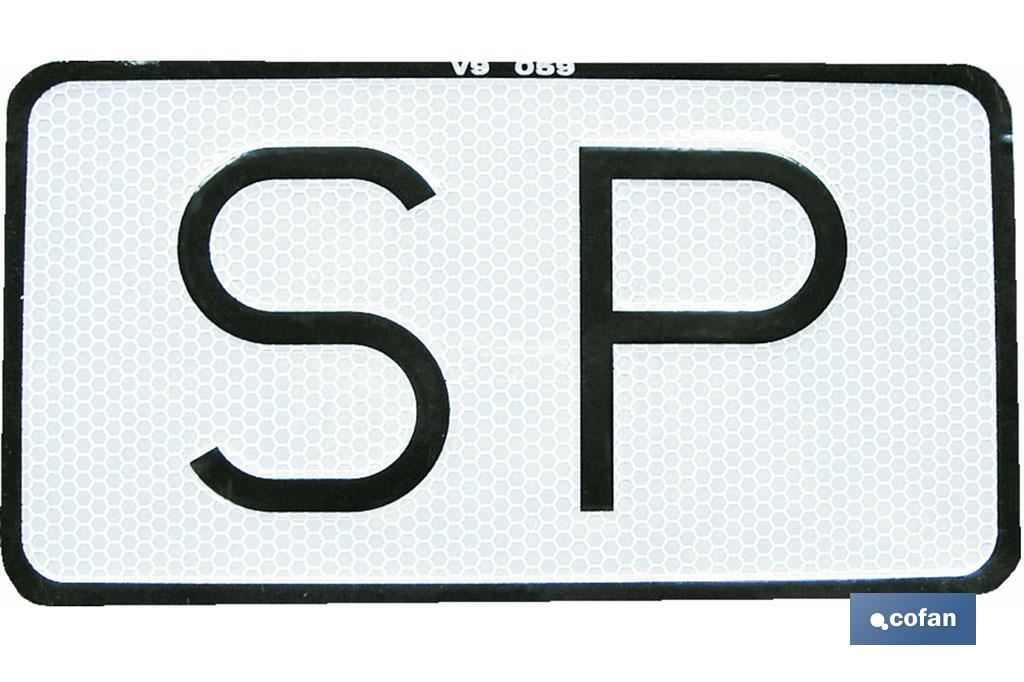 PLACA SP V-9 SERVICIO PÚBLICO 150X75 MM