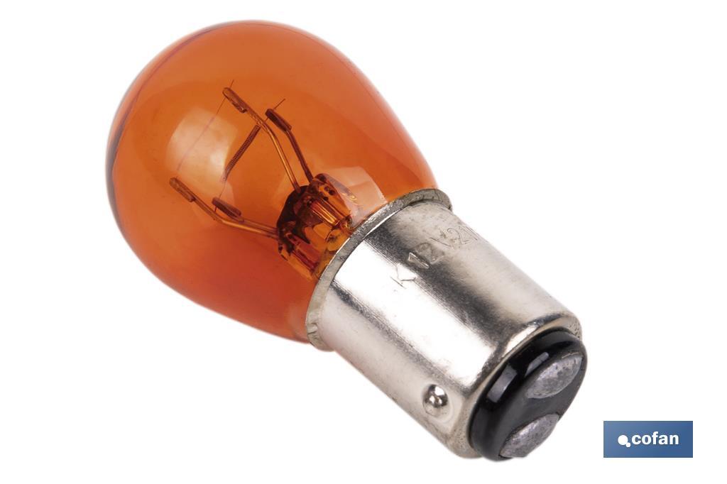 LÁMPARA 2 POLOS ÁMBAR CENTRADA P21/5W (BAY15d) 12V