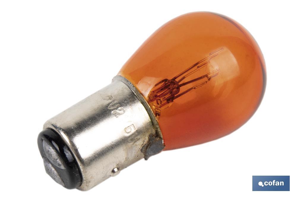 LÁMPARA 2 POLOS ÁMBAR CENTRADA P21/5W (BAY15d) 12V
