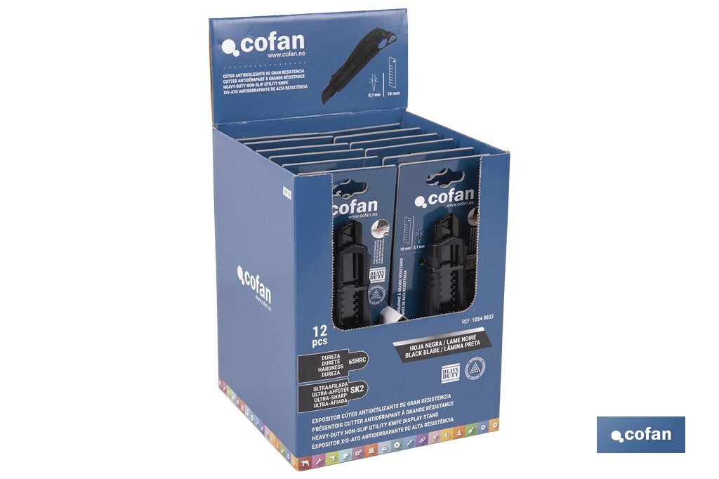 EXPOSITOR DE CÚTER ANTIDESLIZANTE HEAVY DUTY 18 MM 12 UDS.