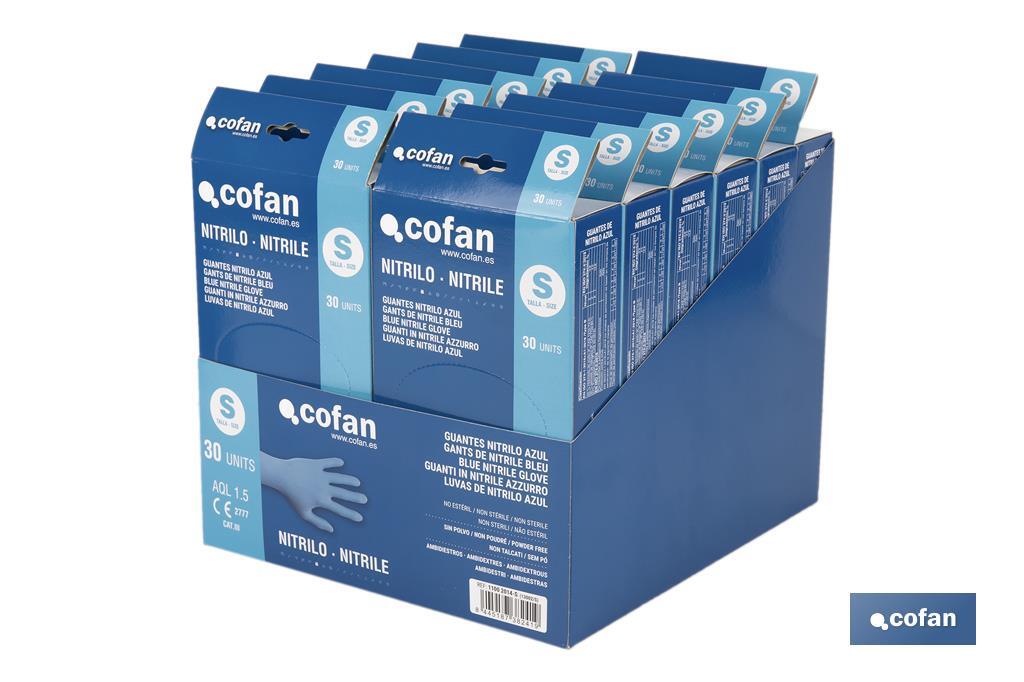 EXPOSITOR CAJA 30 UNDS. GUANTES NITRILO T-S