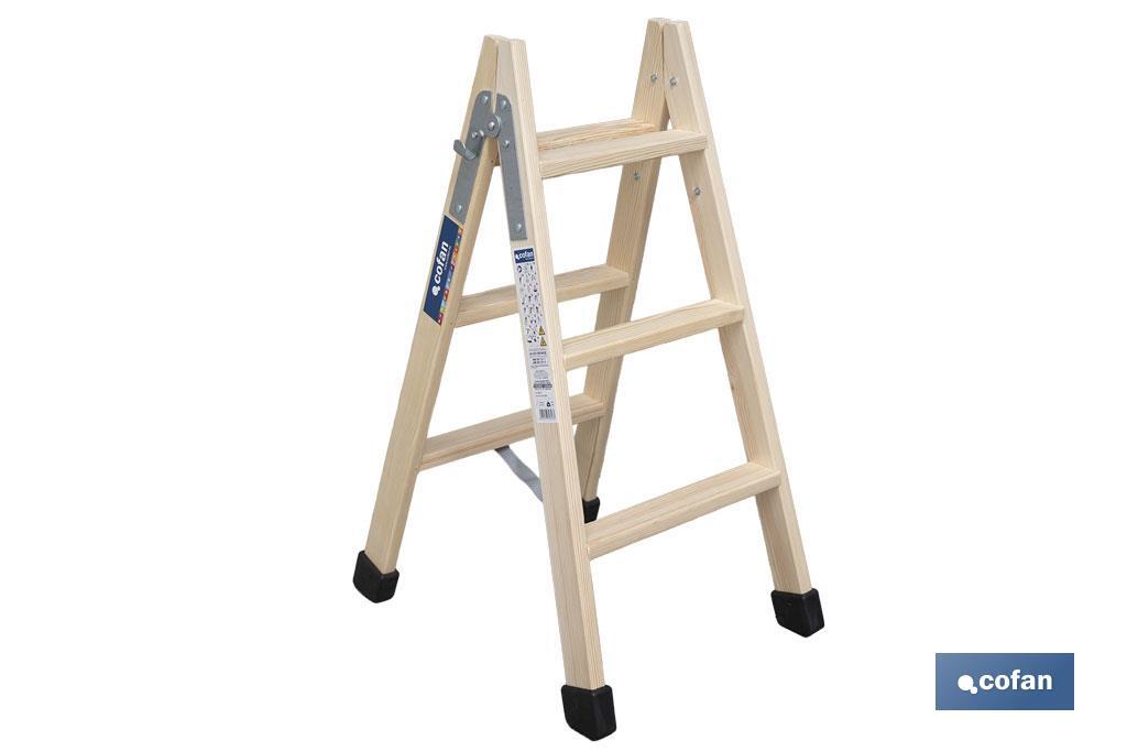 ESCALERA MADERA DOBLE 3 PELDAÑOS 0,75 M