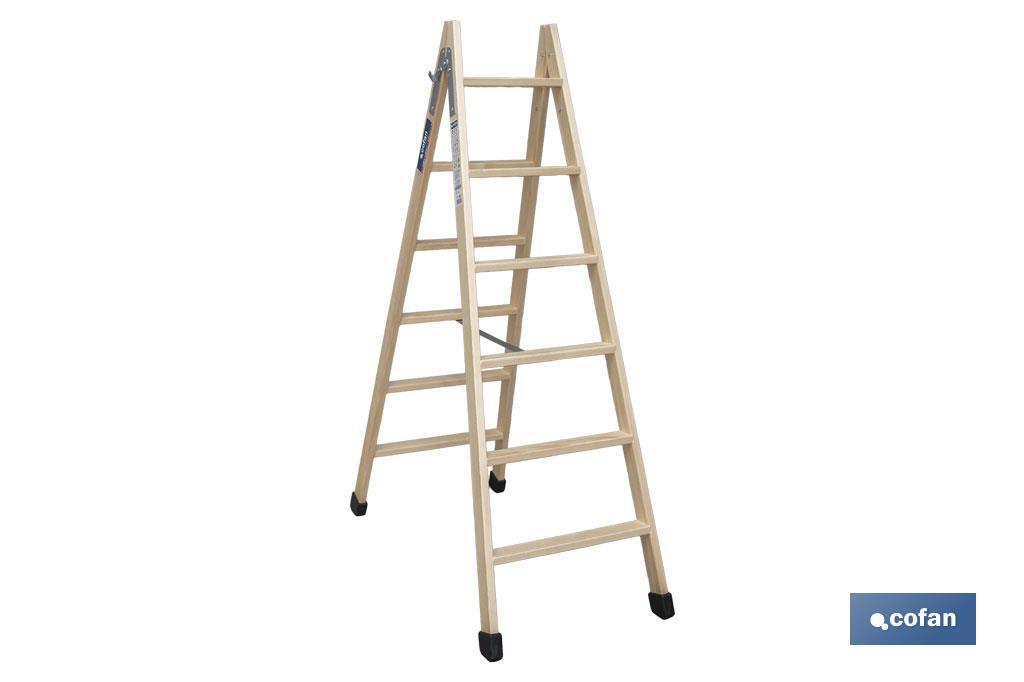 ESCALERA MADERA DOBLE 6 PELDAÑOS 1,50 M