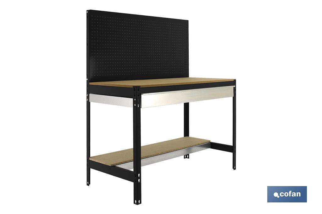 BANCO DE TRABAJO CON CAJÓN Y PANEL ANTRACITA MADERA L-1210 MM