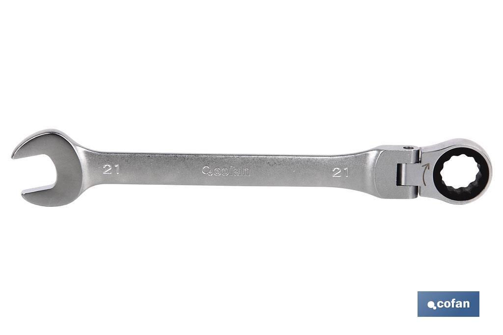 LLAVE COMBINADA ARTICULADA 180º DE CARRACA 17mm