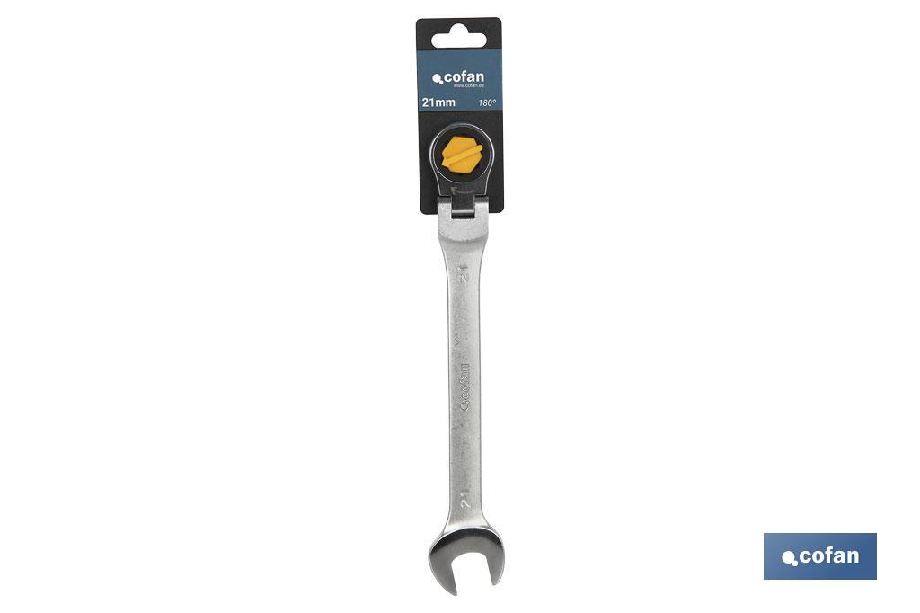 LLAVE COMBINADA ARTICULADA 180º DE CARRACA 17mm
