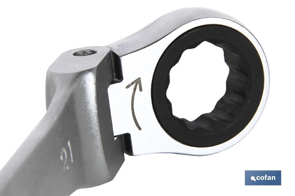 LLAVE COMBINADA ARTICULADA 180º DE CARRACA 21mm