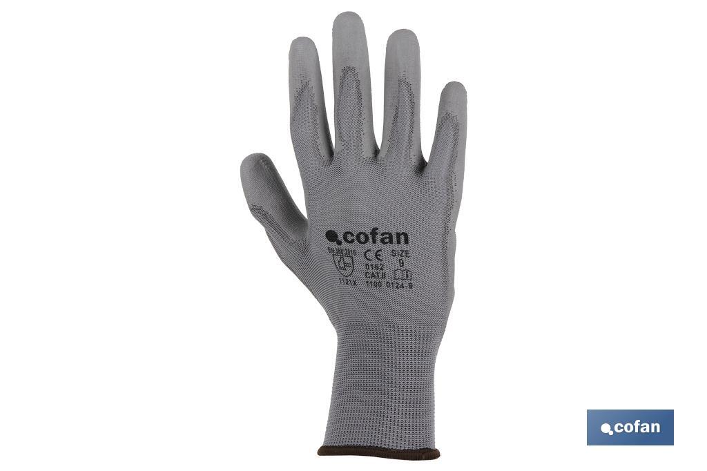 BLISTER G. 100% POLIEST. IMPREG. PU GRIS T-9 BL venta unitaria