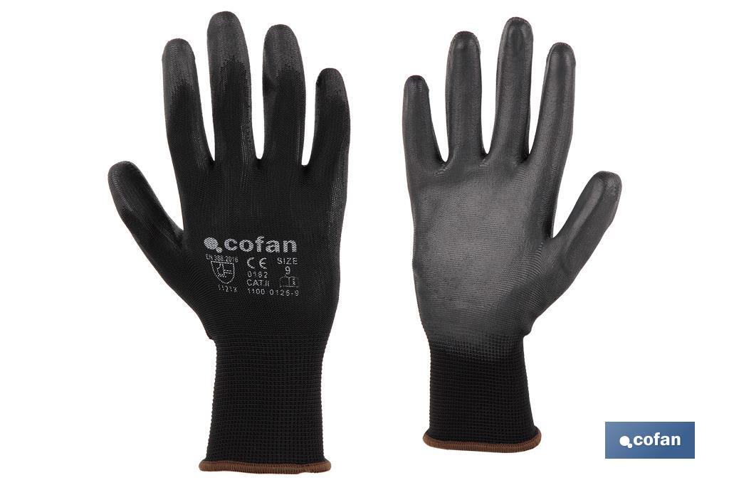 GUANTE 100% POLIEST. IMPREG. PU NEGRO T-11