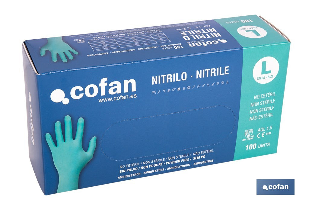 CAJA 100 UDS. GUANTES NITRILO VERDE PROTECCION FITOSANITARIOS T-L
