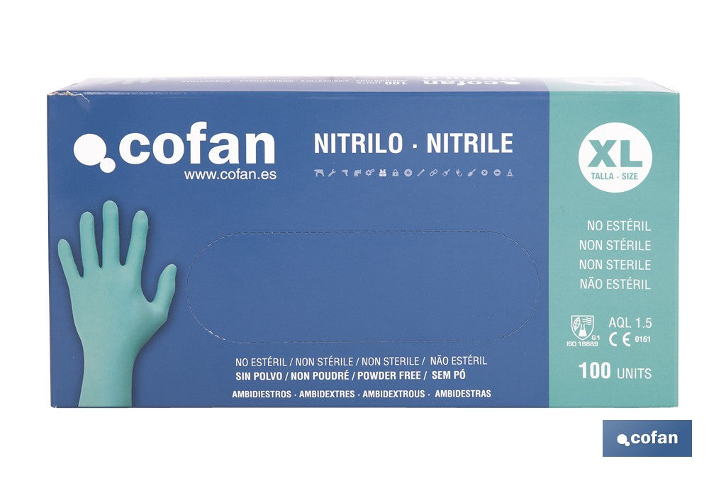 CAJA 100 UDS. GUANTES NITRILO VERDE PROTECCION FITOSANITARIOS T-XL