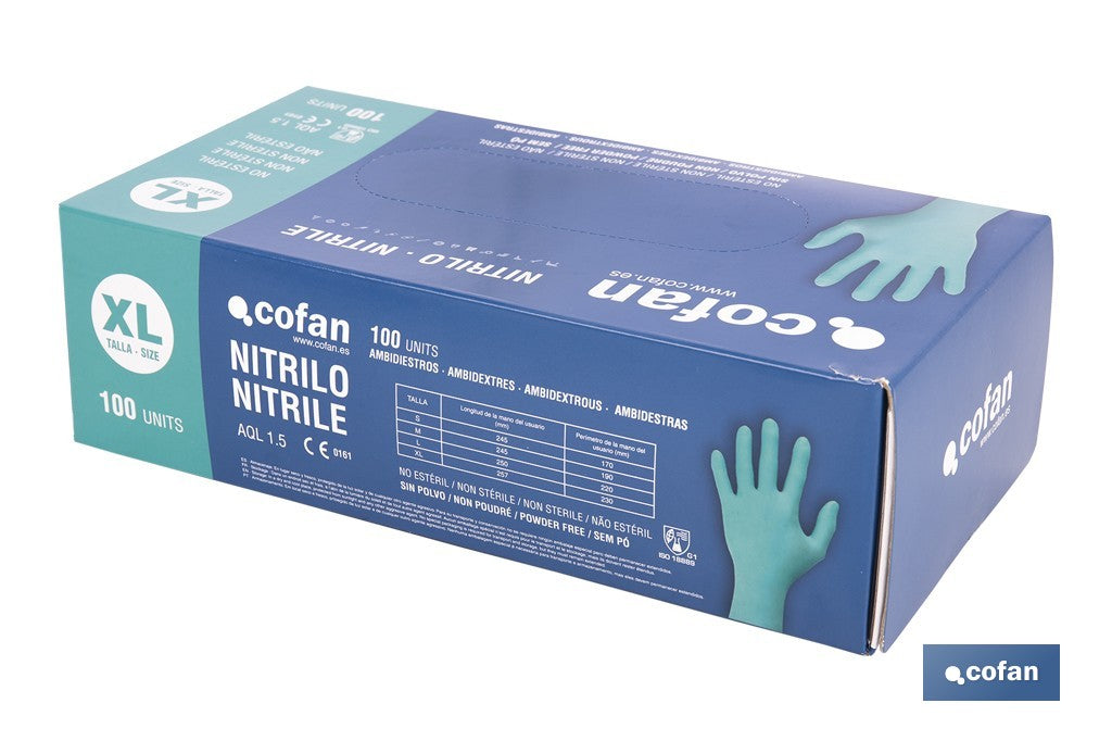 CAJA 100 UDS. GUANTES NITRILO VERDE PROTECCION FITOSANITARIOS T-XL