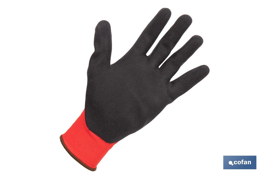 GUANTE IMPREGNADO SANDY COATED ROJO/NEGRO TALLA 9 VENTA UNITARIA