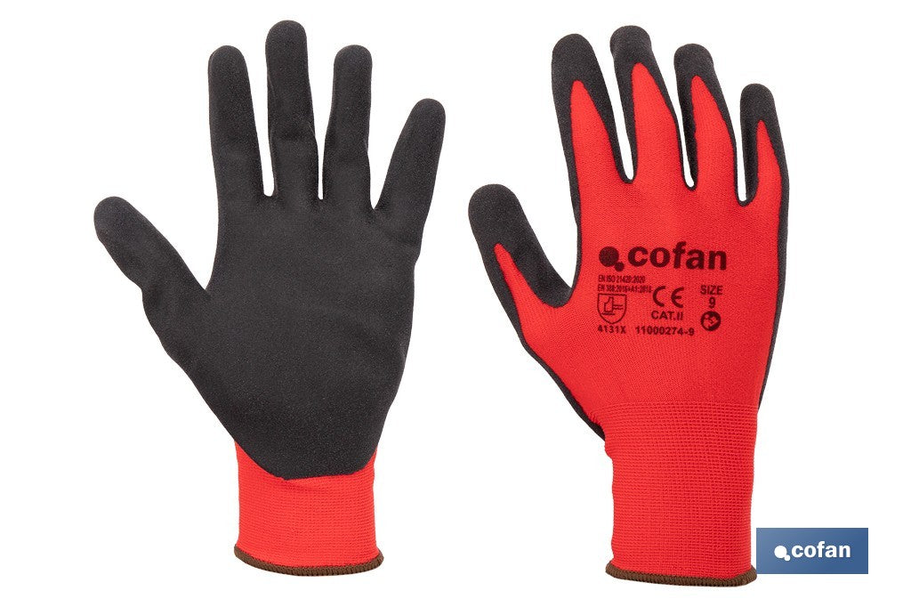 GUANTE IMPREGNADO SANDY COATED ROJO/NEGRO TALLA 11