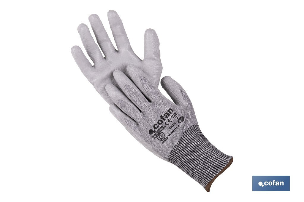 GUANTE ANTICORTE IMPREGNADO PU GRIS T-11 venta unitaria