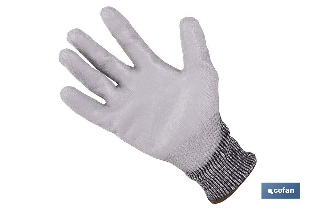 GUANTE ANTICORTE IMPREGNADO PU GRIS T-8