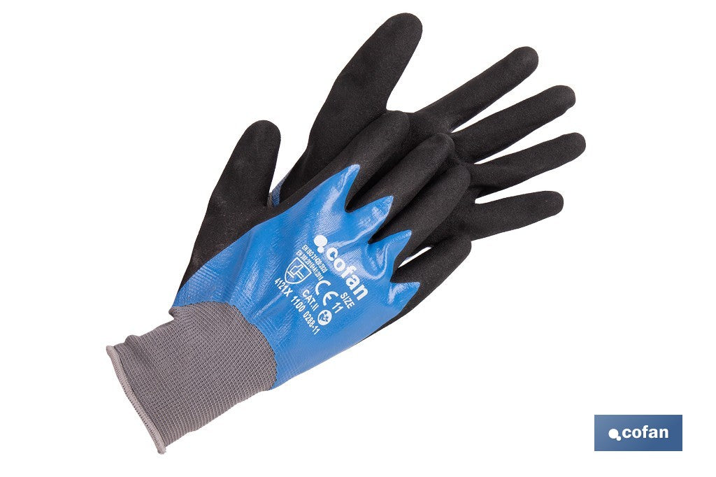 GUANTE IMPREGNADO SANDY DOBLE CAPA DE NITRILO AZUL TALLA 7