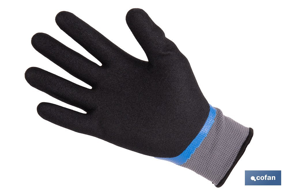 GUANTE IMPREGNADO SANDY DOBLE CAPA DE NITRILO AZUL TALLA 9