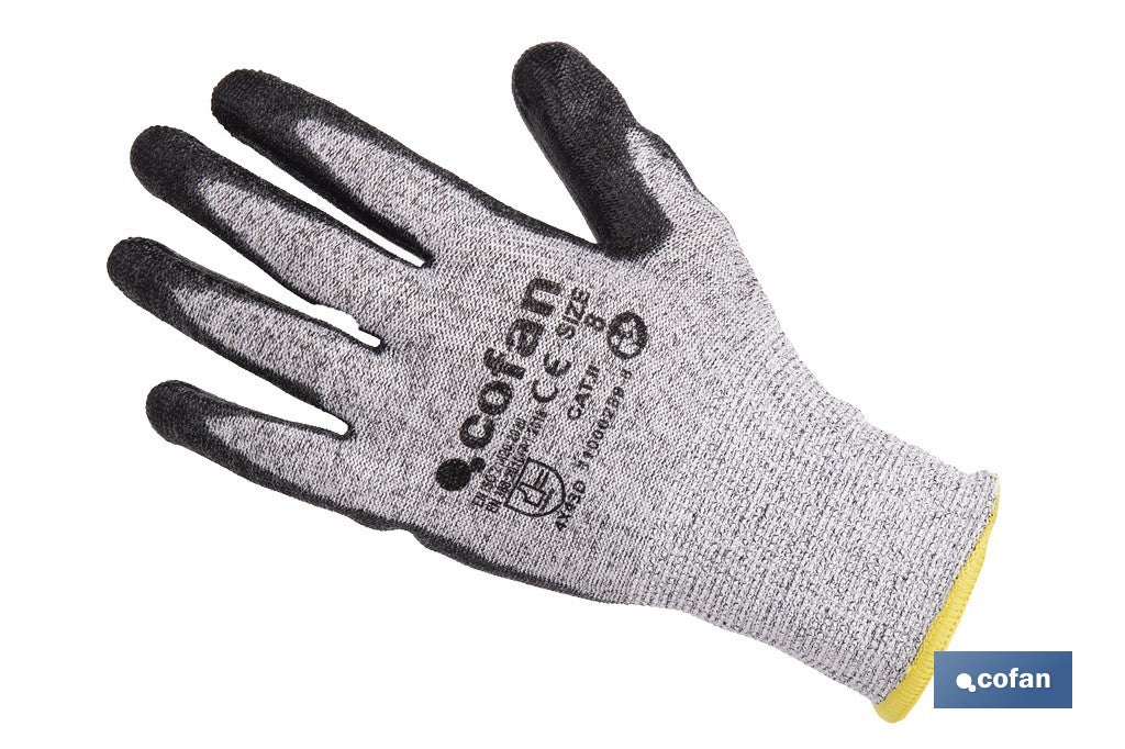 GUANTE ANTICORTE ULTRA LIGERO IMPREGNADO PU NEGRO T-8
