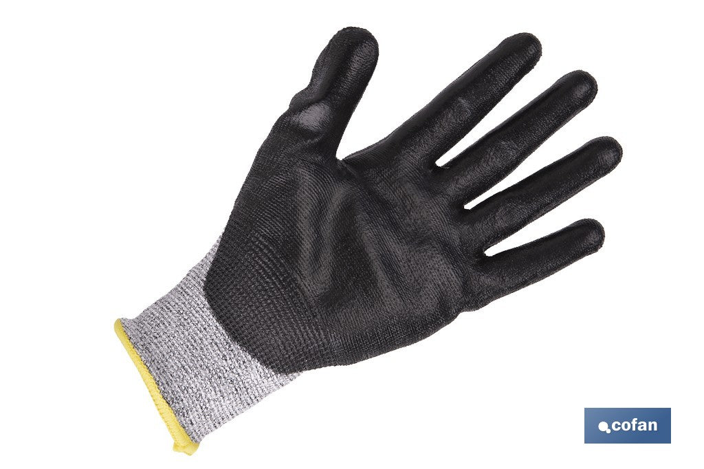 GUANTE ANTICORTE ULTRA LIGERO IMPREGNADO PU NEGRO T-9 VENTA UNITARIA