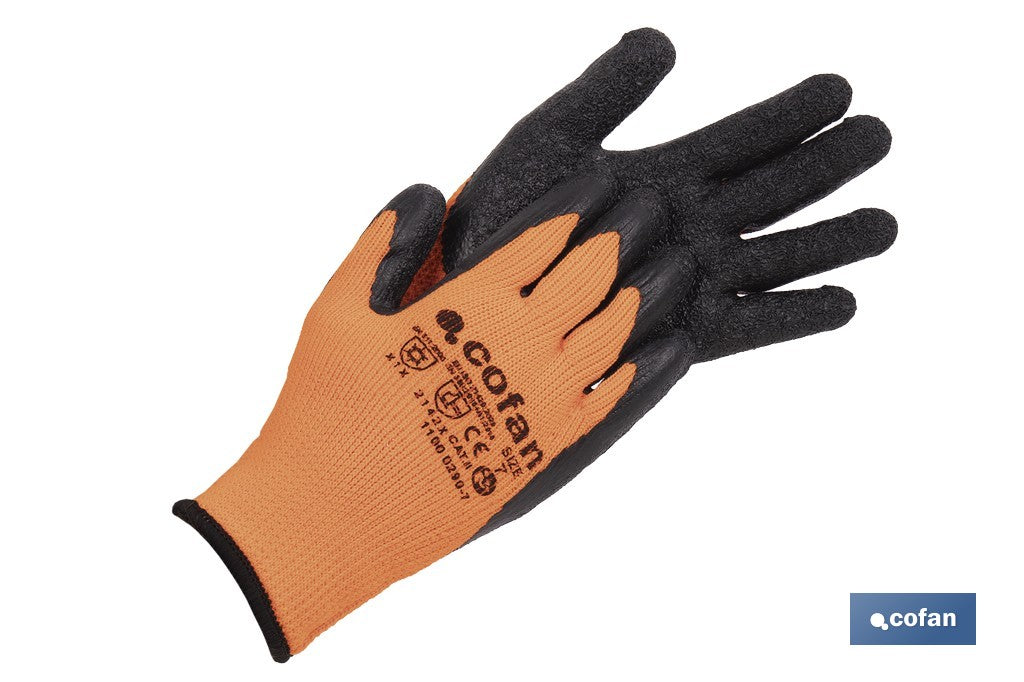 GUANTE NARANJA FLUOR CON REVESTIMIENTO LATEX TERMICO T-11