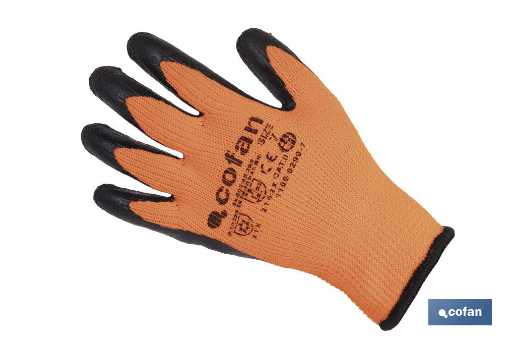 GUANTE NARANJA FLUOR CON REVESTIMIENTO LATEX TERMICO T-9