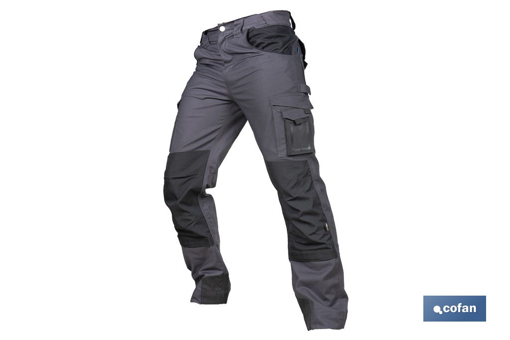 PANTALÓN DE TRABAJO HEIMDALL ELASTANO 280 G/M2 GRIS OSCURO CON DETALLES NEGROS TALLA 52