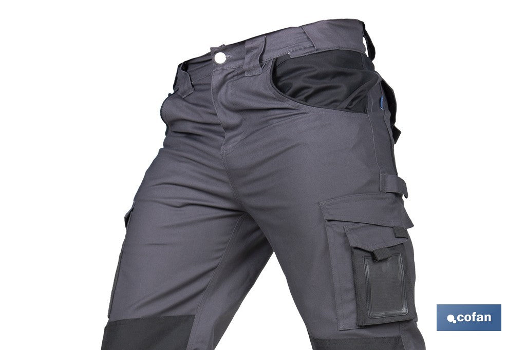 PANTALÓN DE TRABAJO HEIMDALL ELASTANO 280 G/M2 GRIS OSCURO CON DETALLES NEGROS TALLA 52