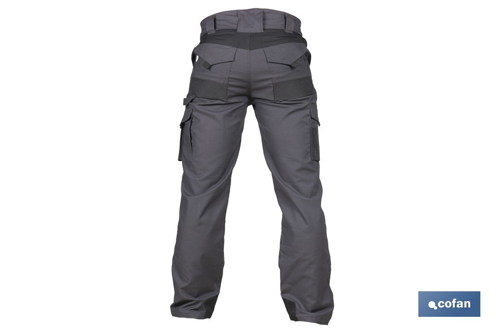 PANTALÓN DE TRABAJO HEIMDALL ELASTANO 280 G/M2 GRIS OSCURO CON DETALLES NEGROS TALLA 50