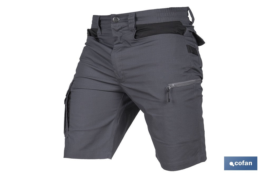 BERMUDAS DE TRABAJO FRIGG ELASTANO 215 G/M2 GRIS OSCURO CON DETALLES NEGROS TALLA 48