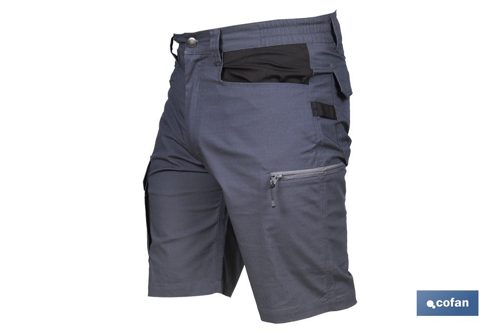 BERMUDAS DE TRABAJO FRIGG ELASTANO 215 G/M2 GRIS OSCURO CON DETALLES NEGROS TALLA 48