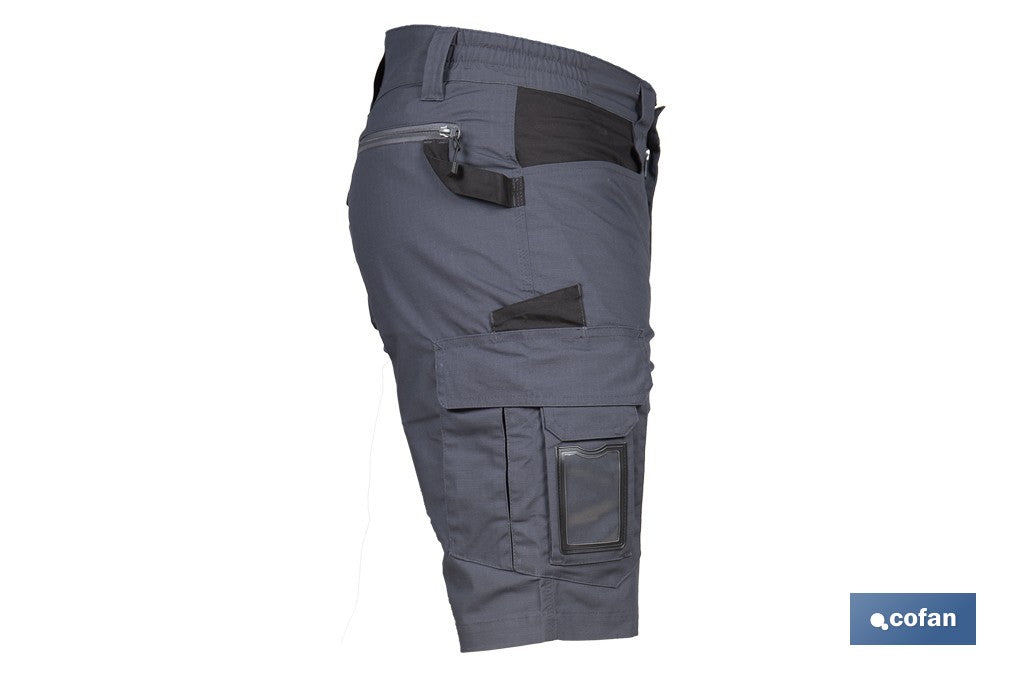 BERMUDAS DE TRABAJO FRIGG ELASTANO 215 G/M2 GRIS OSCURO CON DETALLES NEGROS TALLA 58