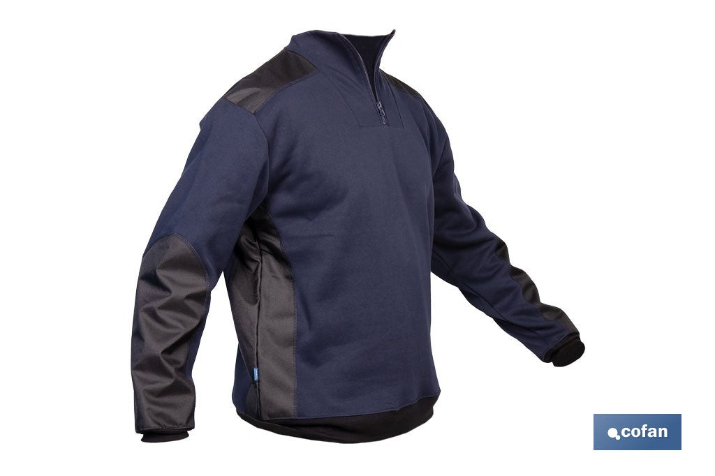 SUDADERA RANGER CUELLO CREMALLERA 280GMS AZUL-NEGRO T-XL