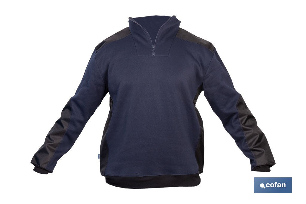SUDADERA RANGER CUELLO CREMALLERA 280GMS AZUL-NEGRO T-XXXL