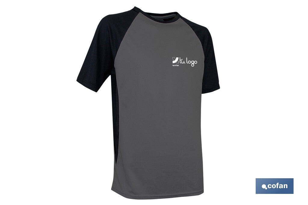 CAMISETA TRANSPIRABLE MODELO PILOTE GRIS-NEGRA 160 g/m2 TALLA-M