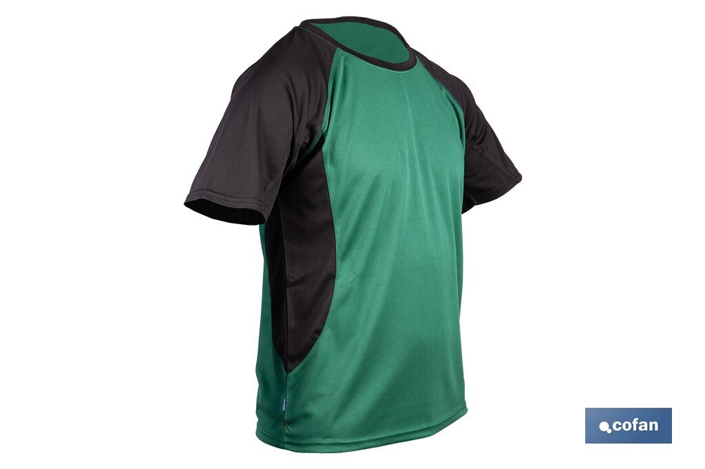 CAMISETA TRANSPIRABLE MODELO PILOTE VERDE-NEGRA 160 g/m2 TALLA-L
