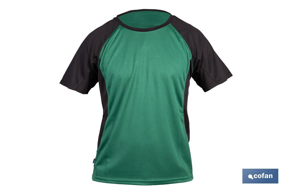 CAMISETA TRANSPIRABLE MODELO PILOTE VERDE-NEGRA 160 g/m2 TALLA-L