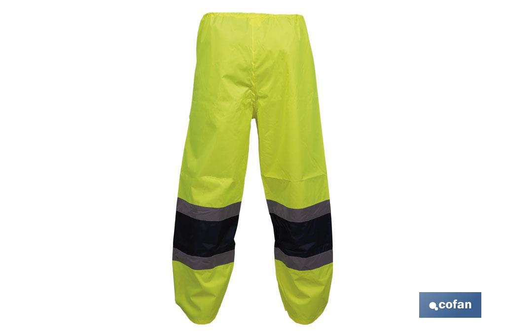 PANTALÓN DE LLUVIA DE ALTA VISIBILIDAD MODELO BELLATRIX AMARILLA Y AZUL TALLA XL