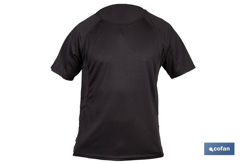 CAMISETA TRANSPIRABLE MODELO PILOTE NEGRA 160 g/m2 TALLA-S