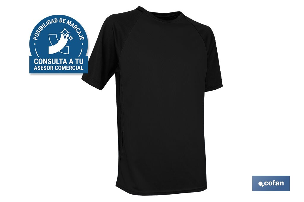CAMISETA TRANSPIRABLE MODELO PILOTE NEGRA 160 g/m2 TALLA-M