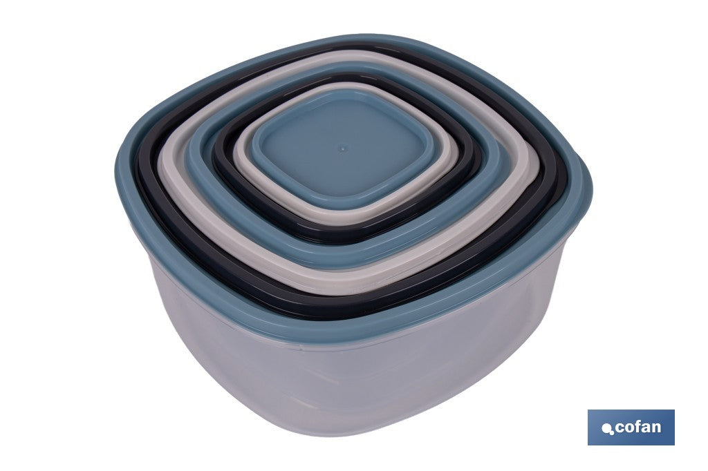 SET DE 7 FIAMBRERAS CUADRADAS 220/350/600/1200/2000/2700/3600 ML