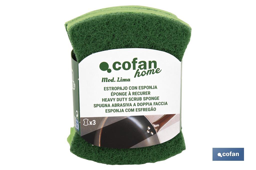 PACK DE 3 ESTROPAJOS VERDES CON ESPONJA