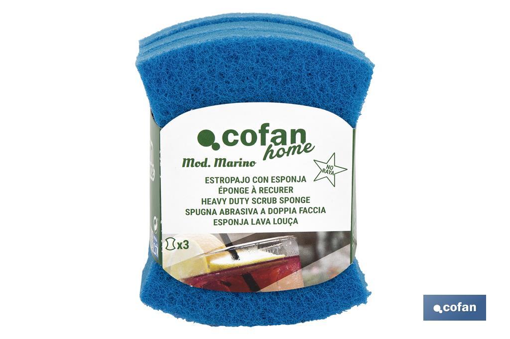 PACK DE 3 ESTROPAJOS AZULES CON ESPONJA