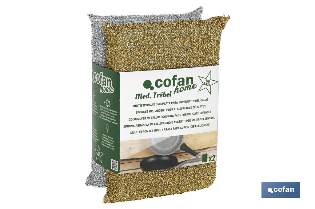 PACK DE 2 MULTIESPONJAS COLOR ORO Y PLATA venta unitaria